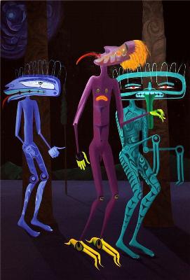 Sample artwork by Lawrence Benjamin Paul Yuxweluptun (Born 1957), known for native american subject painting, printmaking, sculpture, installation art - View similar artists and auction records